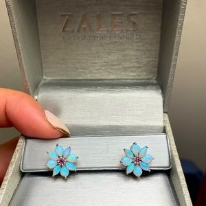 Zales Flower Opal Earrings